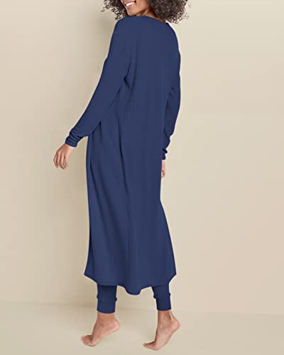 Image of Eurivicy Womens Lounge Set Waffle Knit 3 Piece Pajama Sets Tank Tops Loose Pants with Long Cardigan Loungewear 2026