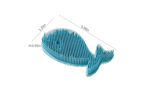 Image of Fox Run Silicone Whale Dish Scrubber, 6 inch Multipurpose Kitchen Cleaning Brush