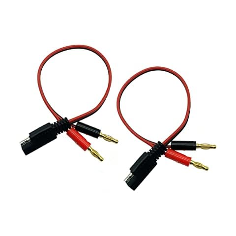 Halokny 2 PCS SAE to 4mm Bullet Banana Plugs Battery Charge Cable for Automobile and Solar Panel Charger Connector Cable(1Ft /30CM) Cover