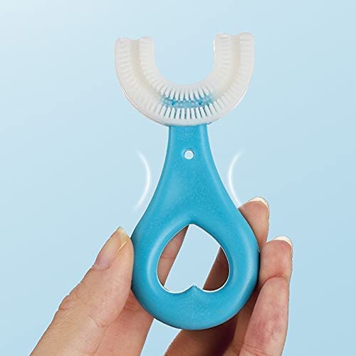 NOBILEA U Shaped Toothbrush for Kids, 2-6 Years Kids Baby Infant manual Toothbrush, Food Grade Ultra Soft Silicone Brush Head, Whole Mouth Cleaning Tool (Blue)-image-32