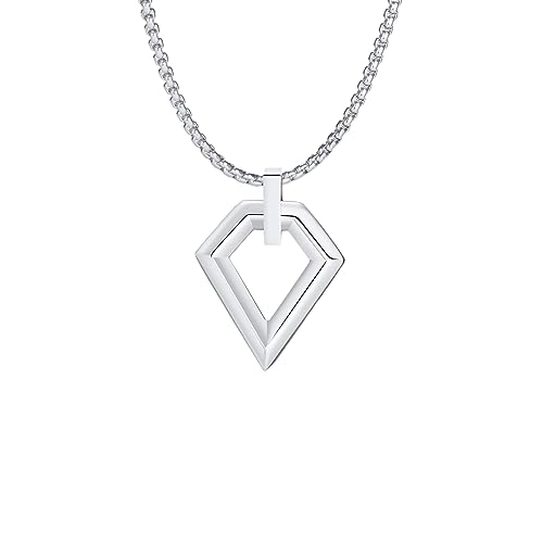 Colliers géométriques pour hommes pendentif polygone carré creux