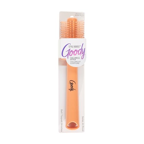 Goody Style Boost Round Brush 21mm Volumizing Blow Out for Fine Short & Medium Hair Easy-Grip Handle Lightweight Styling for Lift & Root Volume Coral
