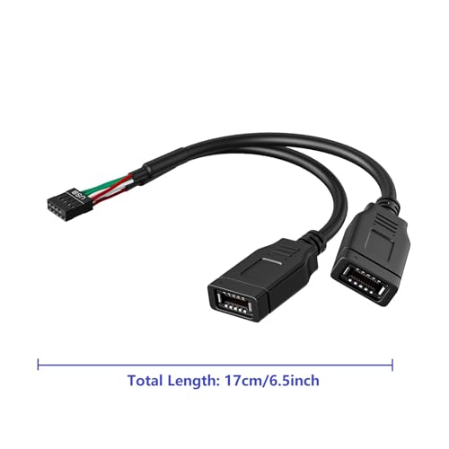 Image of Motherboard 9pin USB 2.0 to Dual Type C Cable for PC New Case | USB2.0 Header to 2 Type E Adapter, For New PC Case