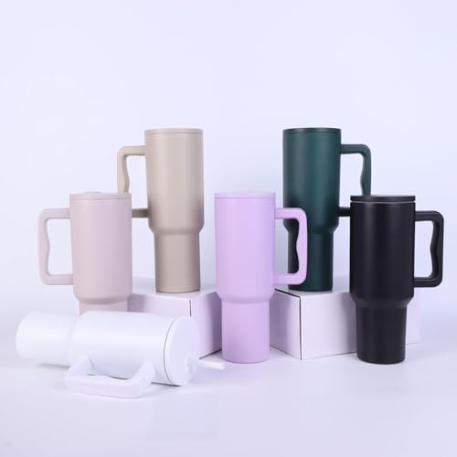Image of Personalised with Your Name, 1200ml Tumbler with Straw-Handle-Stainless Steel Double Wall Insulated Cup | Leakproof Sipper Mug for Hot-Cold Drinks |Coffee - WaterTumbler(Navy Blue)