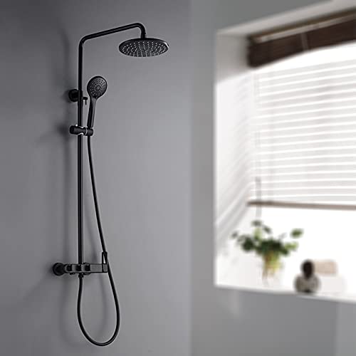 Ensemble de douche de salle de bain noir complet avec robinet et douchette - 2