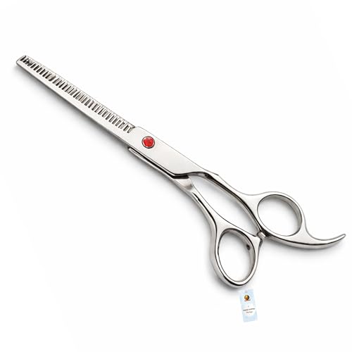 Image of Foodie Puppies Professional Dog Thinning Scissors with Teeth - Silver Grooming Shears for Dogs & Cats | Stainless Steel, Smooth Cut, Ergonomic Handle for Salon & Home Pet Grooming Daily Use