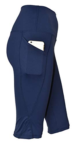 Private Island Women UPF 50+ Board Shorts Side Pockets Pants Swimsuit Beach Bathing Swim Rash Guard Yoga Bottom (XXXL, Navy_5p)