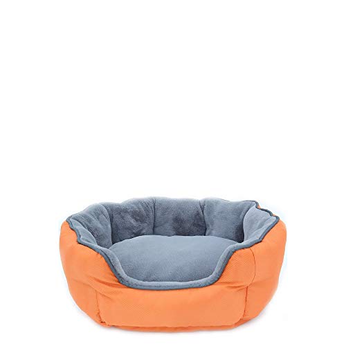 ThermoSwitch Santorini Hundebett Hundekissen Hundekorb Hundematte Hundematratze wärmend kühlend Winter Sommer (S - 45 x 38 x 20 cm, orange/grau)