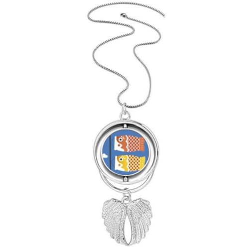 Pendentif drapeau japonais ailes d'ange rotatives en acier