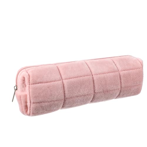 Image of WY LIGHTING LEVEL Small Plush Pink Pouch Travel Makeup Pouch Heavy Duty Aesthetic Pen Case Cute Cosmetic Bag Organizer Trendy Office Storage Bags Mini Zipper Toiletry Pouches for Women Men Adult