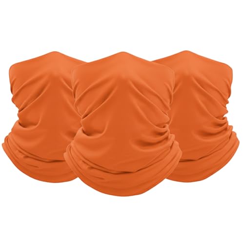 FUN FAN LINE - Pack 3 Bragas de Cuello Multifuncional para Hombre y Mujer | Bandana Tubular Térmica de Invierno para Moto, Ciclismo, Running y Senderismo | Pañuelo Diadema (Naranja)