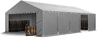 TOOLPORT Storage tent 5x10 m PVC 750 N waterproof grey shelter with ground frame