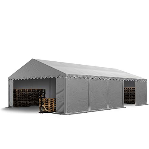 TOOLPORT Storage tent 5x10 m PVC 750 N waterproof grey shelter with ground frame