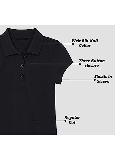 Galaxy by Harvic 5-Pack Girl's Short Sleeve Stretch Pique Polo Shirt (Sizes, S-2XL)3