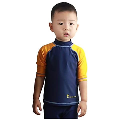 Jonathan Swim Boys Rash Top with Sleeve, Beach Swim Top for Summer(Orange, 5Y) Cover