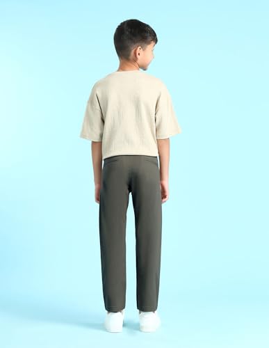 Image of U.S. Polo ASSN. Kids Trousers for Boys - Cotton Stretch Fabric, Mid-Rise Waist, Twill Weave Casual Trousers for Boys