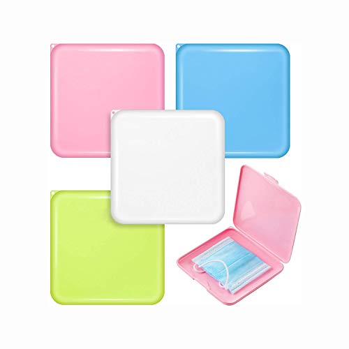 4 Pack Mask Holder Container, Portable Recyclable Mask Case Clip, Storage Box Masks Organizer for Mask Storage Box 4 Colors