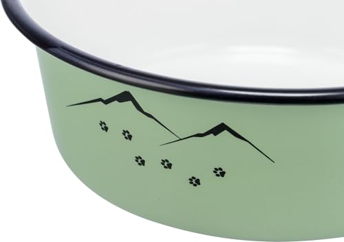 TRIXIE Napf aus Emaille/Edelstahl - rutschfest durch Silikonpunkte - spülmaschinengeeignet - 0,3 l Fassungsvermögen - ø 12 cm - grün - 25211