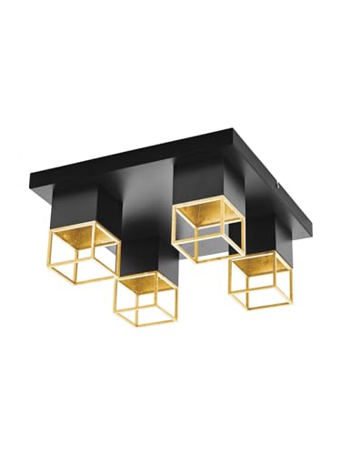Plafonnier moderne à LED noir et or idéal pour illuminer un salon sombre