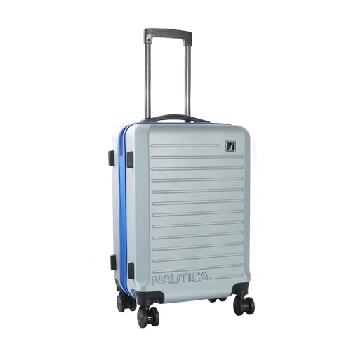 Image of Nautica Trolley Luggage Bag 20 inches - Lightweight | ABS Hardshell Material|Trolley with 4 Spinner Wheels and Resetable Combination Lock | Unisex | Small Cabin Trolley Bag for Men & Women, Silver