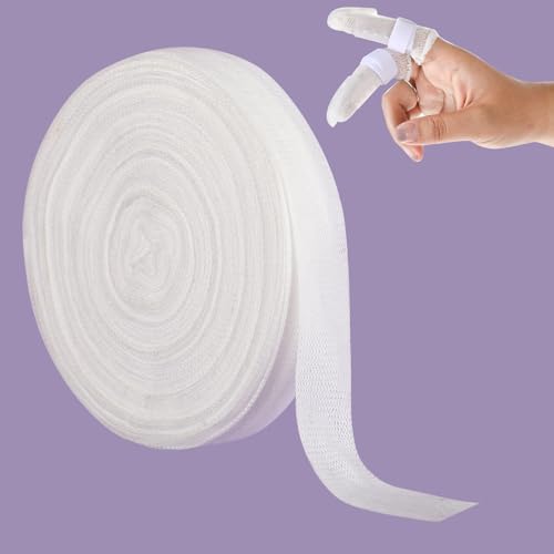 Finger Tubular Bandage Net Wound Dressing Stretch Tubing Gauze Dressing Retainer Breathable Thumb Toe Covers for Wounds Finger Applicator and Splint 1.5CM X 20M