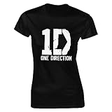 One Music and Direction Women's T-Shirt Printed Casual Crewneck Short Sleeve Tops Summer Tee Black Medium