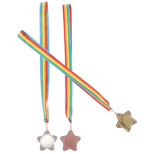 Kit de 3 Medallas para Premios de aleación con diseño de estrellas en oro, plata y bronce