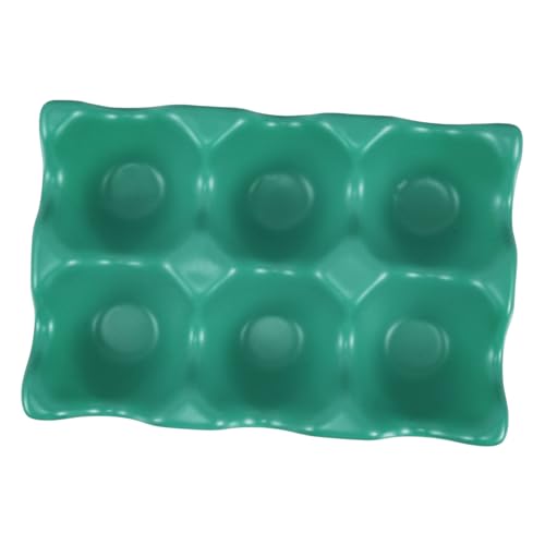 NUOBESTY セラミック製卵ラック 収納 冷蔵庫用エッグホルダー キッチンカウンター収納 デコレーティブエッグスタンド 食卓用卵入れ 暗緑色