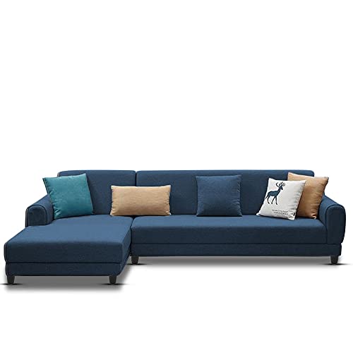 Image of Kraven LHS 6 Seater L Shape Sofa Set for Living Room (Blue Fabric)