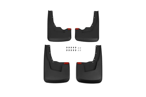 Image of RMOURTEKK Mud Flaps Compatible with Dodge Ram 2019-2023 2024 Ram 1500 (New Body Style) with OEM Fender Flares Custom Front and Rear Mud Guard Set (4pcs-Set) (NOT TRX Model)
