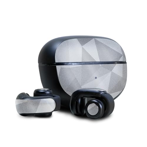 Image of Glossy Glitter Skin Compatible with Bose Ultra Open Earbuds - Gray Polygon - Premium 3M Vinyl Protective Wrap Decal Cover - Easy to Apply | Crafted in The USA by MightySkins