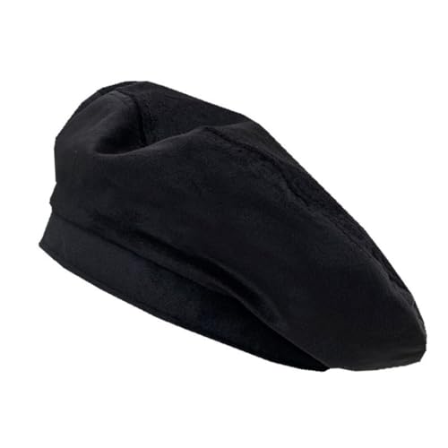 Béret noir femme en tissu thermique avec chapeau octogonal enfants
