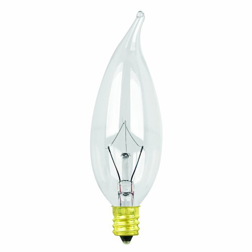 Feit Electric 40CFC/15-130 40-Watt Flame Tip Bulb with Chandelier Candelabra Base, Clear, 15 Pack