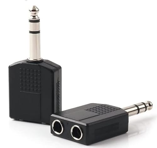 SP-Electron-Single-635mm-Stereo-Male-to-Two-635mm-Stereo-Female-14-Inch-Stereo-Interconnect-Audio-AdapterPack-of-2