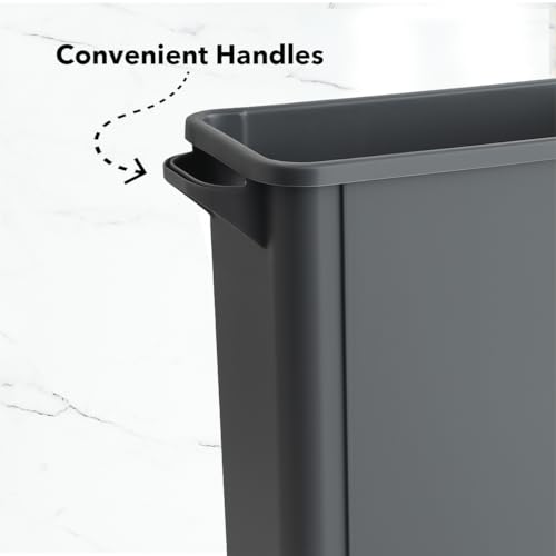 Image of 16 Gallon Slim Rectangular Garbage Can with Wheels - Gray