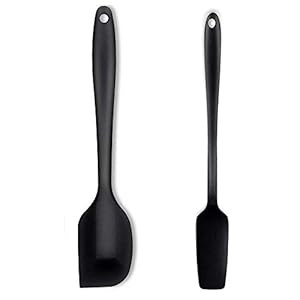 BESTMADE Spatula, Silicone, Rubber Spatula, Heat Resistant, Cooking Spatula, Mini, Slim, Kitchen Utensils, Confectionery Tools, Sweets Making, Set of 2, Black, Black