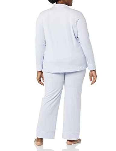 Amazon Essentials Women's Cotton Modal Long-Sleeve Shirt And Full-Length Bottom Pajama Set (Available In Plus Size), Pale Blue, Medium #TOP3