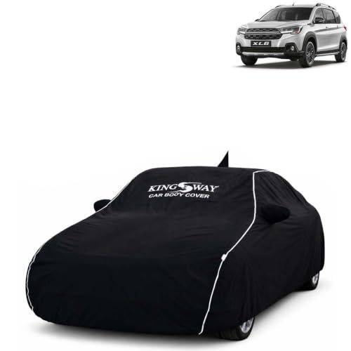 Image of KINGSWAY Super Waterproof Car Cover Only with Maruti Suzuki XL6 (Year 2019 to 2022 - All Model) | Mirror and Antenna Pockets | All Weather Car Body Cover with Silver Piping | Black