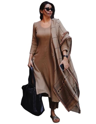 ANNI DESIGNER Womens Rayon Blend Straight Solid Kurta with Pant & Dupatta (Raja Saab Beige-VKS01_XXL_Beige_XX-Large) (B0DC59R3XF) Amazon Price History, Amazon Price Tracker