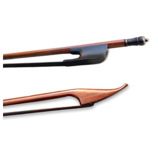 WUQIMUSC Arco de violín de madera de Brasilwood 4/4 estilo barroco con rana de ébano, pelo negro natural de caballo liso (pelo negro)