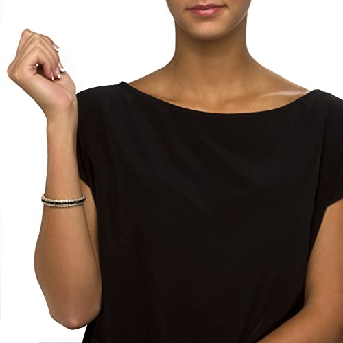 PalmBeach Yellow Gold-plated Princess Cut Genuine Blue Sapphire and Diamond, Tennis Bracelet (9mm), Box Clasp, 7 inches3