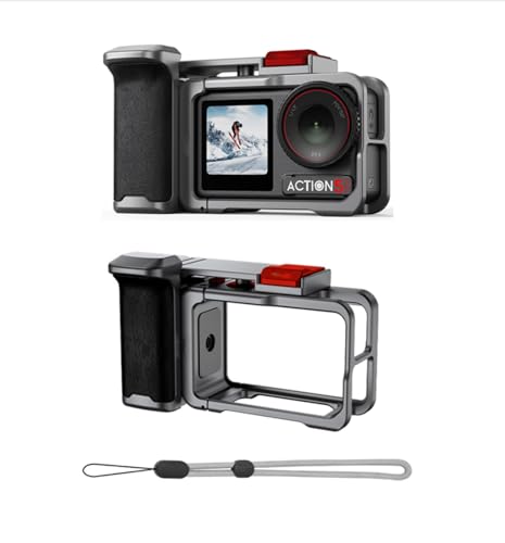 Poignée cage DJI Osmo Action 5 Pro en aluminium avec griffe froide et support bouton 1/4