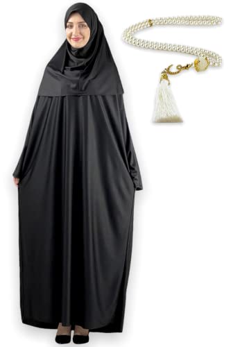 Avanos Muslim Prayer Dress for Women Abaya with Hijab and Praying Beads Clothes (One Size, Black) Avanos Muslim Prayer Dress for Women Abaya with Hijab and Praying Beads Clothes (One Size, Black)