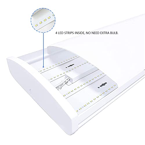 Antlux 72W Commercial Led Wraparound Fixture 4Ft Office Ceiling Lighting, 8500 Lumens, 4000K, 4 Foot Low Bay Flush Mount Garage Shop Lights, Integrated Wrap Light, Fluorescent Tube Replacement, 4 Pack #TOP1