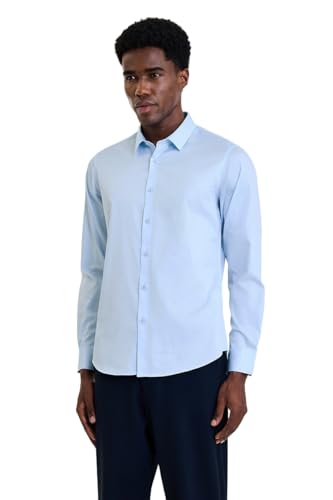 Image of SNITCH Men Formal Shirt | Modern Slim Fit Long Sleeve Spread Collar Solid Style | 100% Cotton Breathable Fabric for Office, Weddings & Festive Occasions Wear