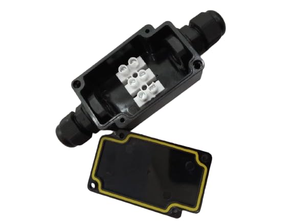 POWER CONNECT DIPCJB06 IP68 Waterproof Junction Box 2 way Plug Wire External Electrical Box, Cable Connector Wire Box, 1 in 1 Out Junction Box (BLACK) Set of 1-image-35