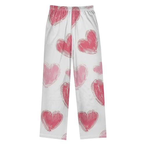 GuoChe Mixed Pink Heart Pajama Pants for Kids Soft Warm2