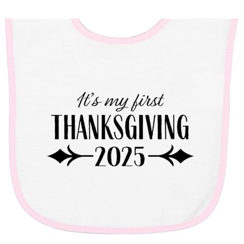 inktastic It's My First Thanksgiving 2025 Baby Terry Cloth Bib