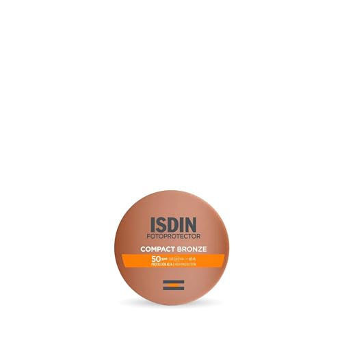 ISDIN Compact Bronze SPF 50 Protección solar facial con color, Cubre imperfecciones y aporta un tono natural, 10 g