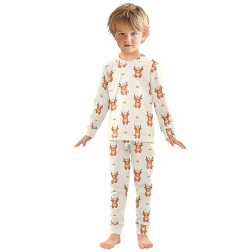 Cotton Pajamas Set 2 Piece Soft Comfy Highland Cow Pjs Long Sleeve Lounge Sleepwear3